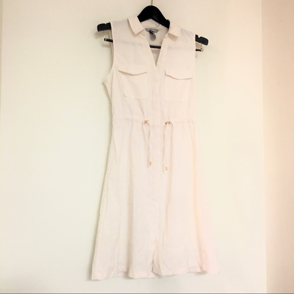 H&M white sleeveless button down shirt dress sz 6